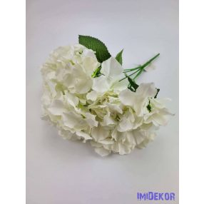 Hortenzia 5 ágú selyemvirág csokor 47 cm - Törtfehér