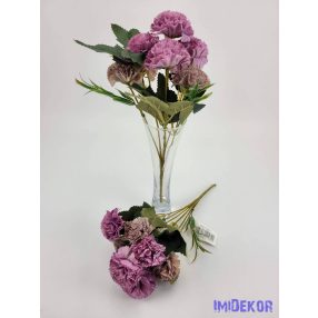 Szegfű 7 ágú selyemvirág csokor - Lilás mix