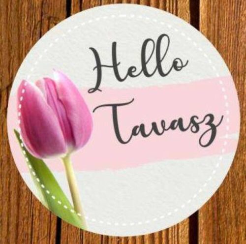 " Hello Tavasz " tulipános lézervágott fa betűző táblácska 2 méretben