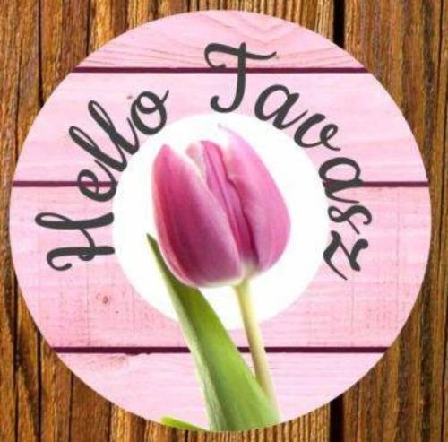 " Hello Tavasz " tulipános lézervágott fa betűző táblácska 2 méretben