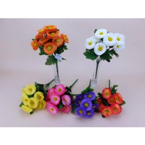 Százszorszép 9 ágú selyemvirág bokor 31 cm