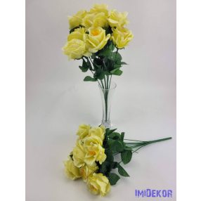 Rózsa nyílott 10v selyem csokor 42 cm - Krém