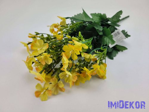 Apró virágos selyem díszítő csokor zöldekkel 46 cm - Sárga