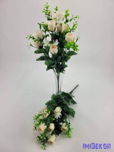 Bimbós rózsa  10 ágú selyem csokor 43 cm - Krémes Barack
