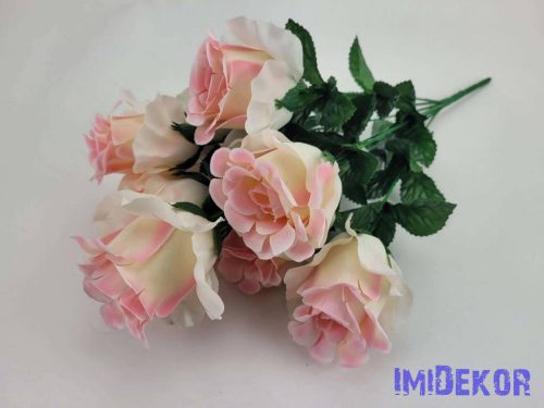 Cakkos rózsa 8v selyem csokor 48 cm - Halvány Rózsaszínes
