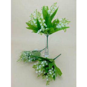 Gyöngyvirág 7 ágú selyemvirág díszítő csokor 30 cm