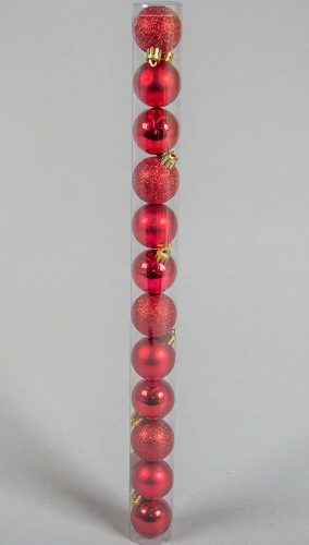 4 x 3-as mix karácsonyi gömb akasztható 4 cm piros