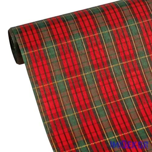 Karácsonyi skótkockás dekorációs anyag, asztali futó, 28cm x 2.7m