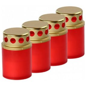   Műanyag mécses arany fém fedéllel 8 cm / 25 g / 8 óra piros LABDR