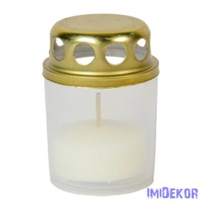   Műanyag mécses arany fém fedéllel 8 cm / 25 g / 8 óra fehér LABDW