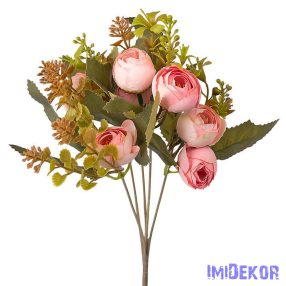 Boglárka 5 ágú selyemvirág csokor 32cm - Rózsaszín