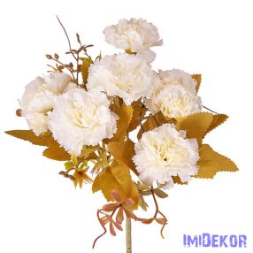 Szegfű 6 ágú selyemvirág csokor 30cm - Fehér