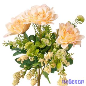 Dália 7 ágú selyemvirág csokor 36cm - Krém