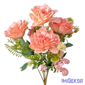 Dália 7 ágú selyemvirág csokor 36cm - Rózsaszín