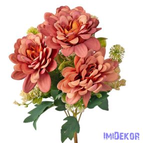 Dália 7 ágú selyemvirág csokor 36cm - Púder bézs