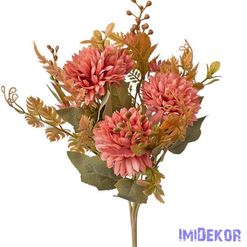 Krizantém 7 ágú selyemvirág csokor 34cm - Mályva