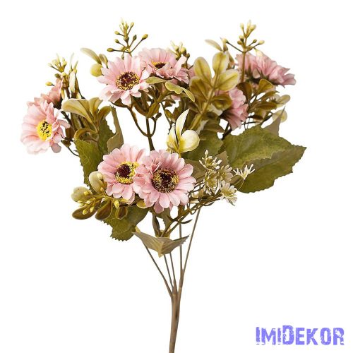 Százszorszép 5 ágú selyemvirág csokor 31cm - Rózsaszín