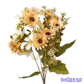 Százszorszép 5 ágú selyemvirág csokor 31cm - Krém