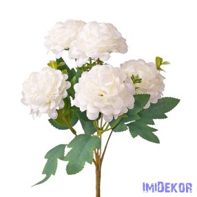 Krizantém 5 ágú selyem csokor 29cm - Fehér