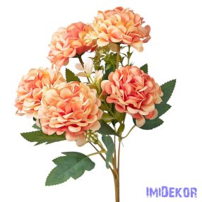 Krizantém 5 ágú selyem csokor 29cm - Barack