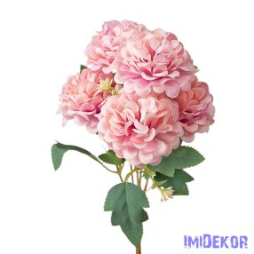 Krizantém 5 ágú selyem csokor 29cm - Púder rózsaszín