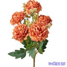 Krizantém 5 ágú selyem csokor 29cm - Narancssárga