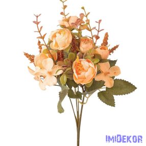 Peóniás 5 ágú selyemvirág csokor 29cm - Barack