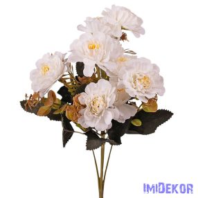 Selyemvirág csokor, 5 ágú, 29cm magas - Fehér