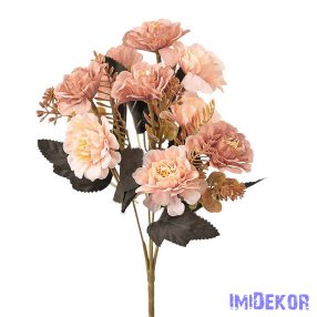 Selyemvirág csokor, 5 ágú, 29cm magas - Púder barna