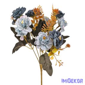 Selyemvirág csokor, 5 ágú, 29cm magas - Kék