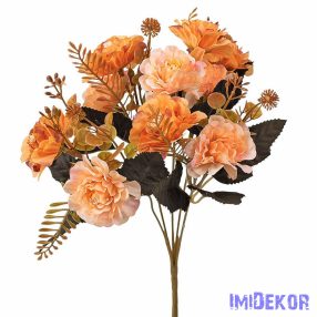 Selyemvirág csokor, 5 ágú, 29cm magas - Narancssárga