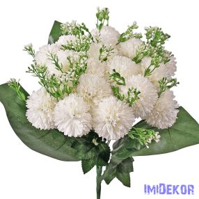 Krizantém 18 ágú selyemvirág csokor 38cm - Fehér