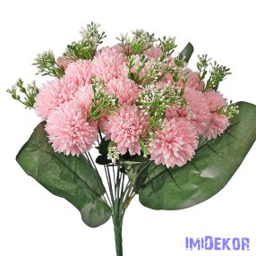 Krizantém 18 ágú selyemvirág csokor 38cm - Rózsaszín