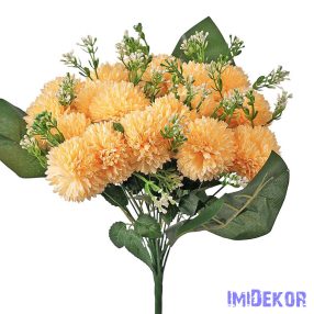 Krizantém 18 ágú selyemvirág csokor 38cm - Barack