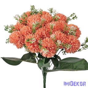 Krizantém 18 ágú selyemvirág csokor 38cm - Narancsos