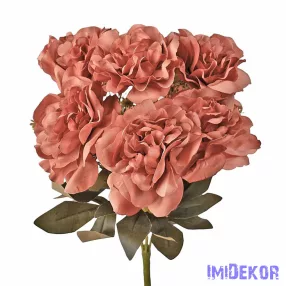 Peónia 7 ágú selyemvirág csokor 38cm - Púder barna