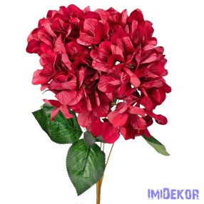 Hortenzia 5 ágú selyemvirág csokor 49cm magas - Piros
