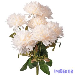 Krizantém 7 ágú selyemvirág csokor 42cm - Ekrü