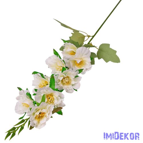 Virágos selyemvirág ág 76cm - Fehér
