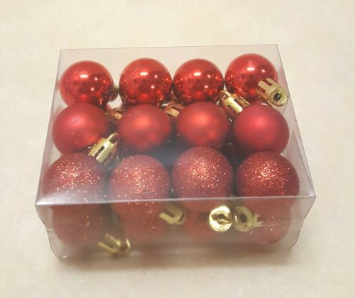 8 x 3-as mix karácsonyi gömb akasztható 2,5 cm piros