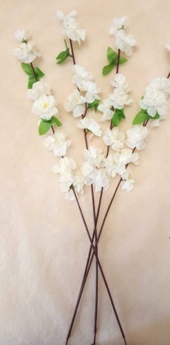 Barackvirág ág szálas selyemvirág 60 cm fehér