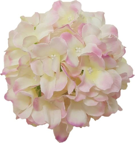 Hortenzia fej selyemvirág fej 18 cm krém rózsaszín