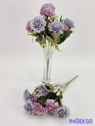 Dália 8 fejes selyemvirág csokor 29 cm - Pasztel lila mix
