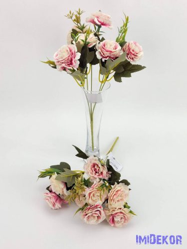 Dália 8 fejes selyemvirág csokor 29 cm - Krém-rózsaszín