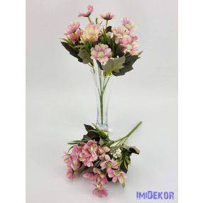 Margaréta 16 fejes selyem csokor 29 cm - Krém-rózsaszín