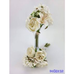 Ranunculus vegyes csokor 28 cm - Törtfehér