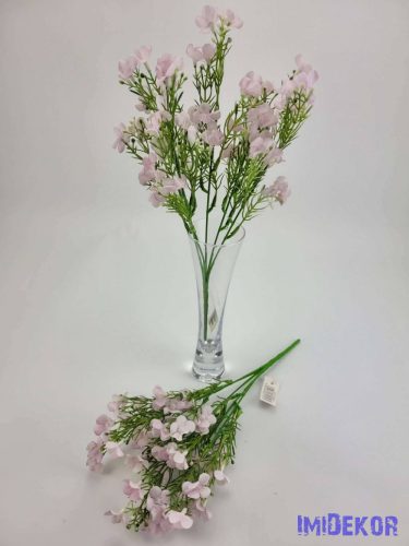 Apró virágos 5 ágú selyemvirág csokor díszítő 30 cm - Világos Lila