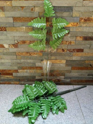 Páfrány 7 leveles selyem díszítő ág 53 cm - Világos Zöld