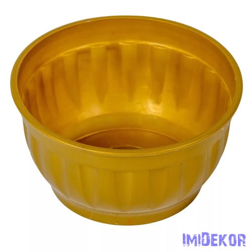 Műanyag bordás kerek tál 15x8cm - Arany