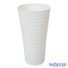 Műanyag váza hullámos oldalú D24cm M48cm - Fehér